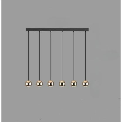 Ball Pendant Light for Living Room with Sleek Modern Design - 6head golden long plate - Hanging Light