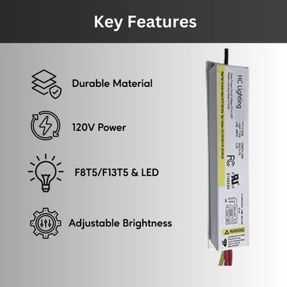 Ballast for Fluorescent Lights 8W or 13W F8T5 or F13T5| 120V Dimmable - Ballast