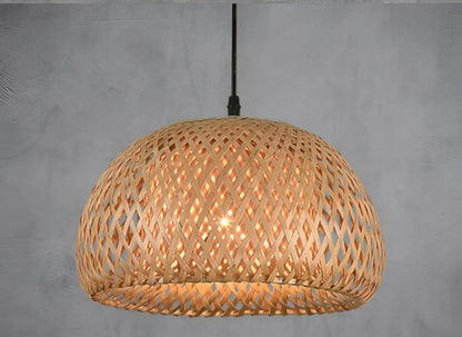 Bamboo Chandelier Rustic LED Pendant Light for Living and Dining Rooms - 12V Hanging Light