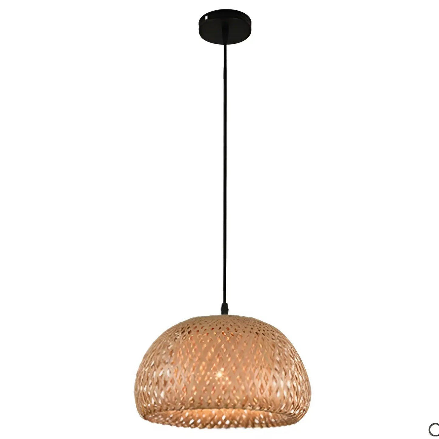 American Garden Bamboo Woven Chandelier Restaurant Southeast Asia Lamps - Photo Color / 30cm - 12V Hanging Light