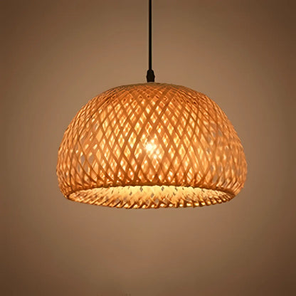 Bamboo Chandelier Rustic LED Pendant Light for Living and Dining Rooms - 12V Hanging Light