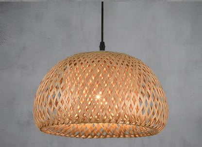 American Garden Bamboo Woven Chandelier Restaurant Southeast Asia Lamps - 12V Hanging Light
