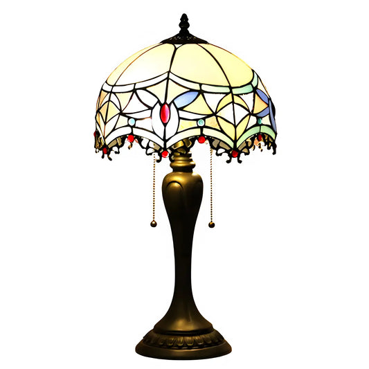 Baroque Style Tiffany Glass Tabletop Lamp - No Bulb - Table Lamp