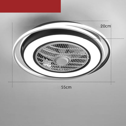 Bedroom Led Ceiling Fan Light Dining Room Home - Black white / White light / 55CM - 12V Hanging Light