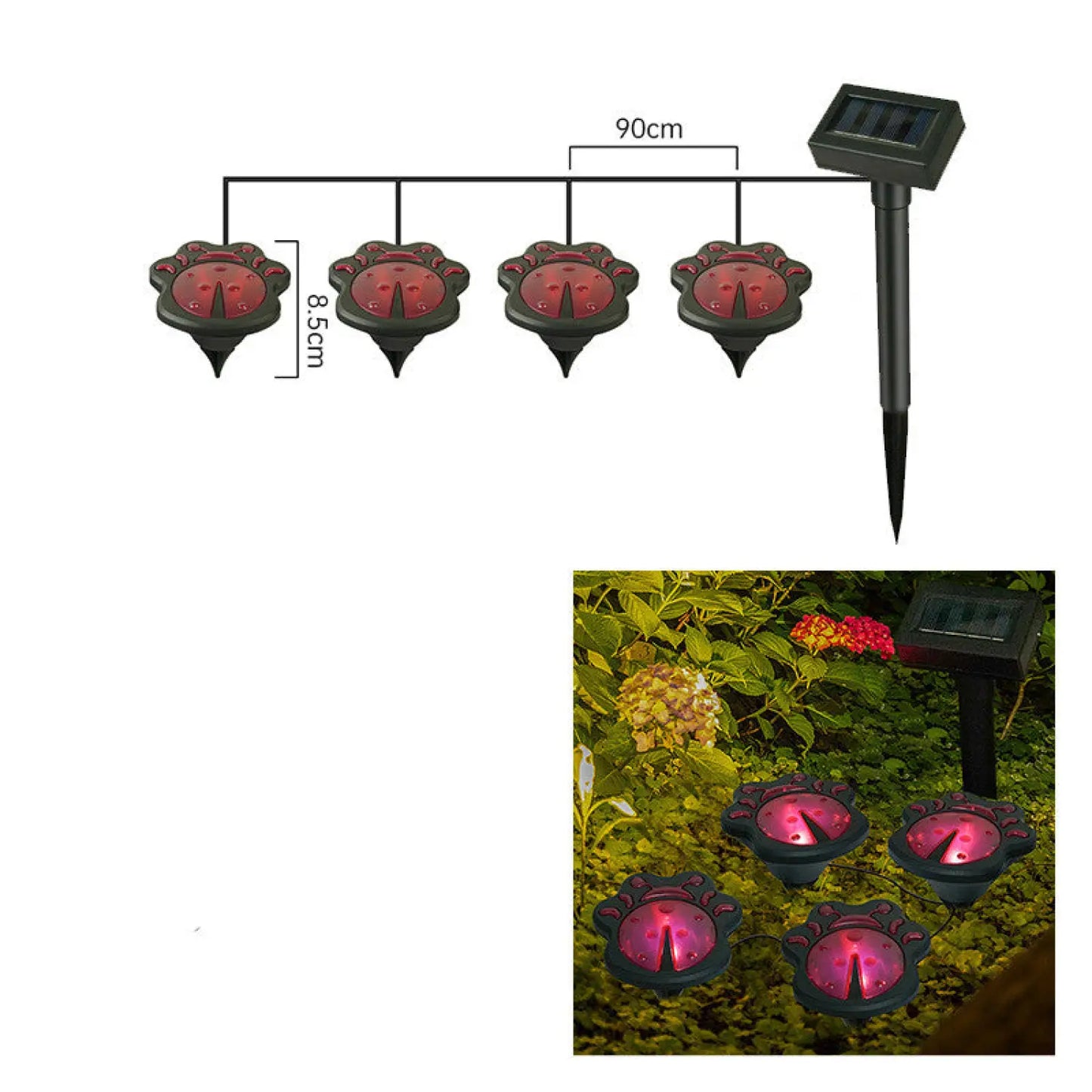 Bird Solar Light for Fence with Waterproof & LED for Decor - Ladybug - Solar Light