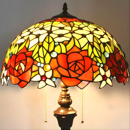 Blooming Rose Tiffany Glass Floor Lamp - No Bulb - Floor Lamp