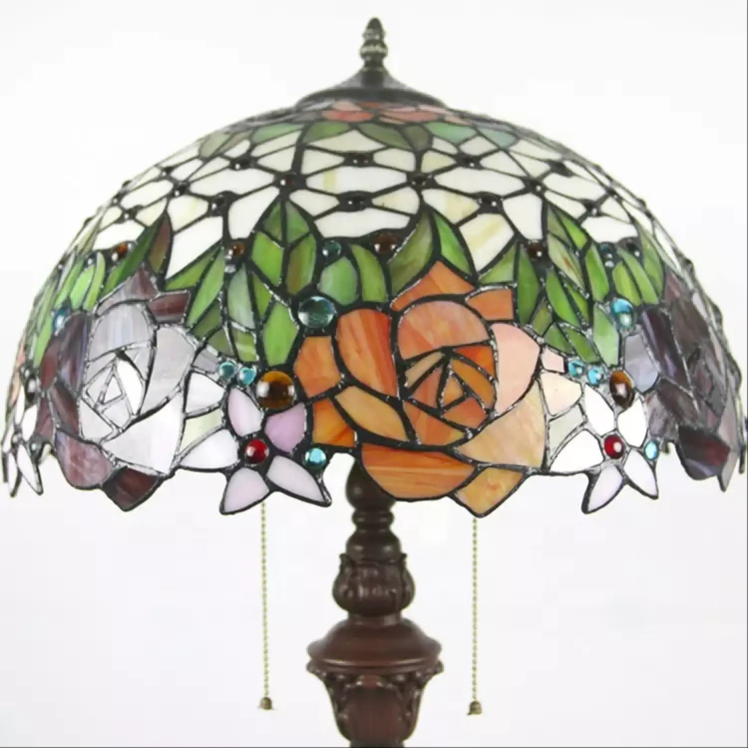 Blooming Rose Tiffany Glass Floor Lamp - No Bulb - Floor Lamp