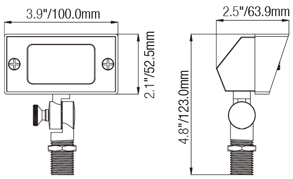 Brass Integrated Exterior Flood Light with 72’’ Wire for Landscape Lighting - Spot Light