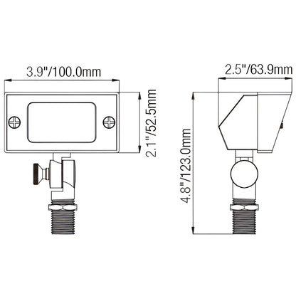 Brass Integrated Exterior Flood Light with 72’’ Wire for Landscape Lighting - Spot Light