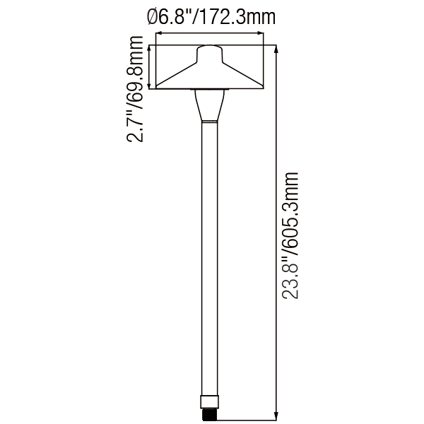 Brass Outdoor Path Light with Flat Hat G4 Socket and 72’’ Lead Wire - Path Light Fixture