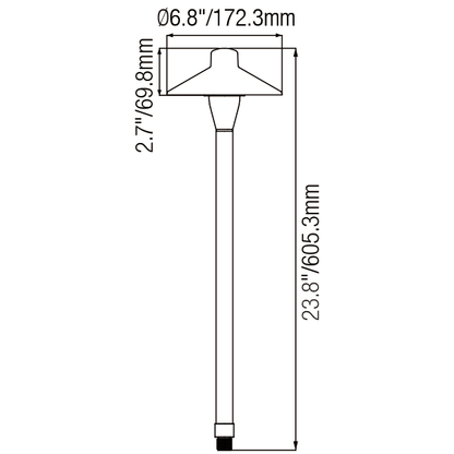 Brass Outdoor Path Light with Flat Hat G4 Socket and 72’’ Lead Wire - Path Light Fixture
