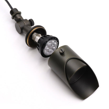 Brass Standing Light with Adjustable Shroud for MR16 Bulbs - Spot Light Fixture