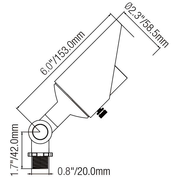 Brass Standing Light with Adjustable Shroud for MR16 Bulbs - Spot Light Fixture