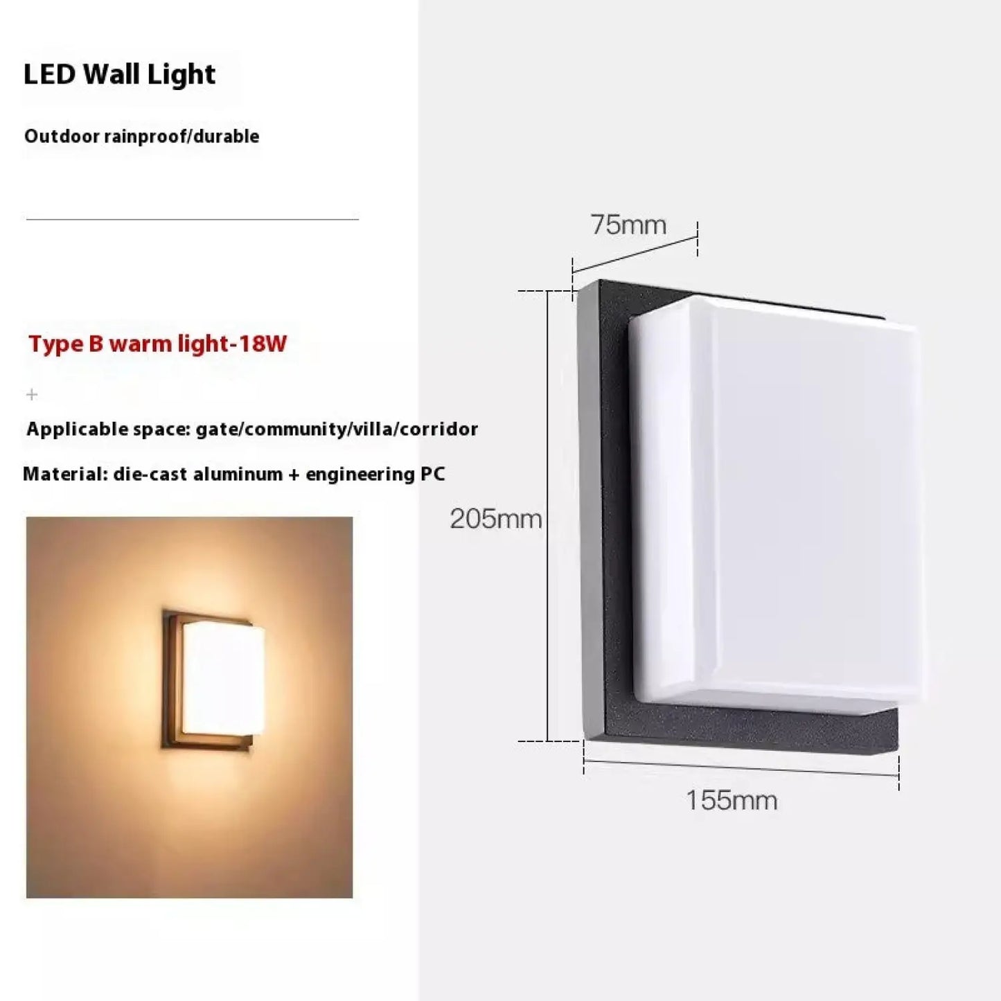 Bright Wall LED Light with 30 Beads in Warm White & White Options Warm White Light / B 18W 12V Hanging Light
