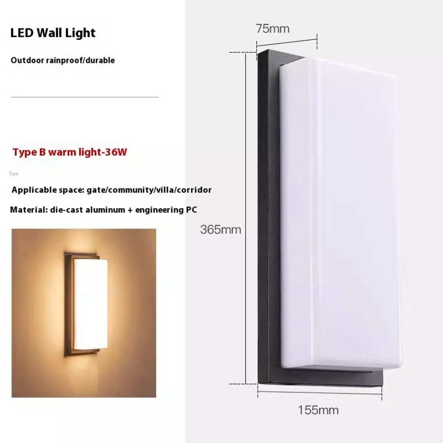 Bright Wall LED Light with 30 Beads in Warm White & White Options Warm White Light / B 36W 12V Hanging Light