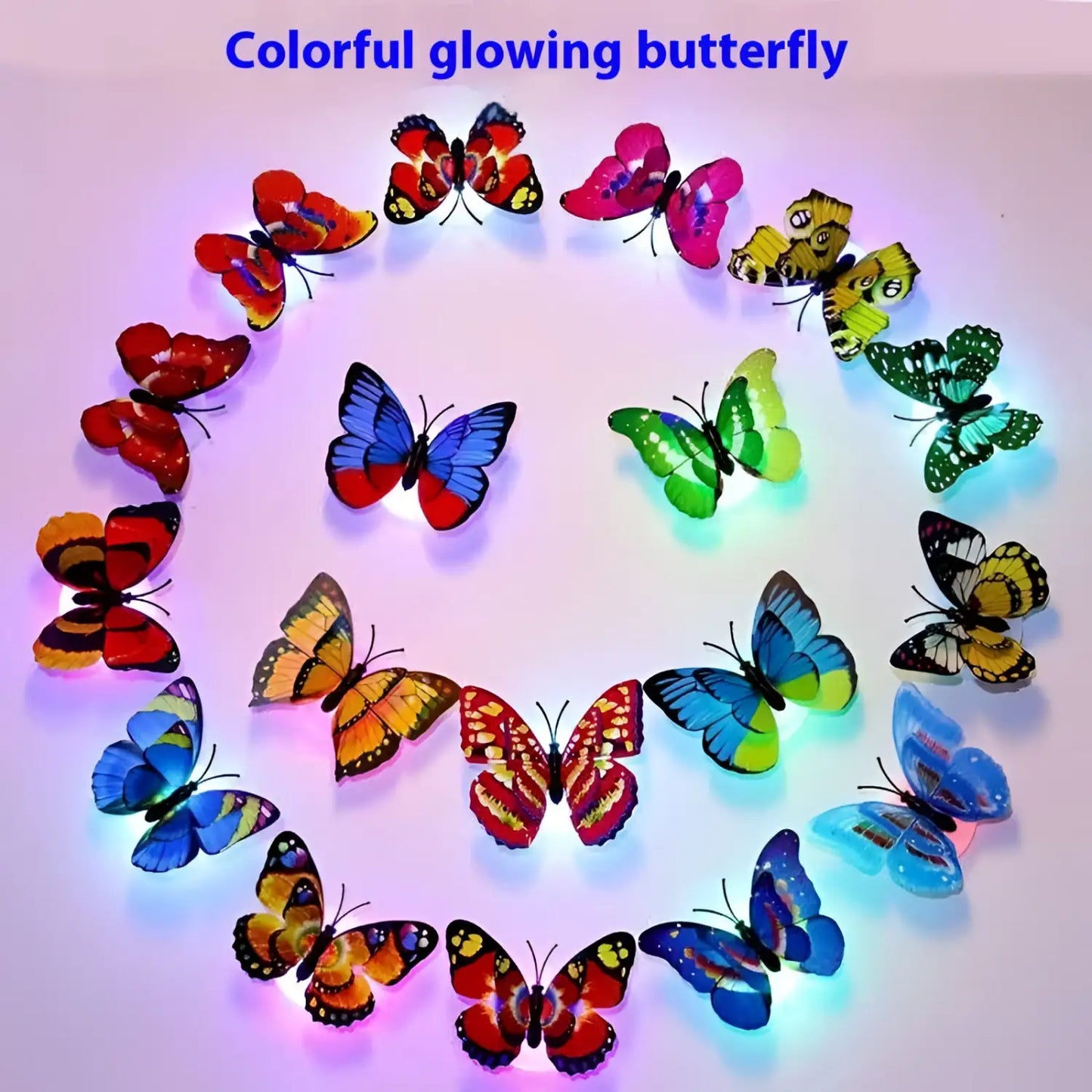 Single Layer Light-emitting Butterfly Wall Self-adhesive Sticker - Single Box - 12V Hanging Light