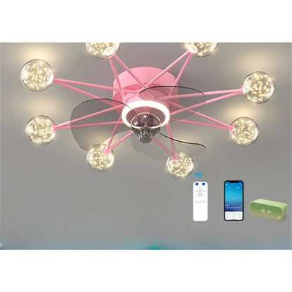 Ceiling Fan Light Modern Design for Living & Dining Room - Pink / A1 Full of stars - Ceiling Light