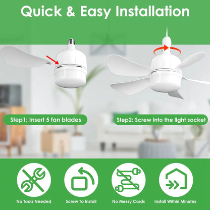 Ceiling Fan with Light LED for Cool Air & Custom Glow - White - Ceiling Fan Light
