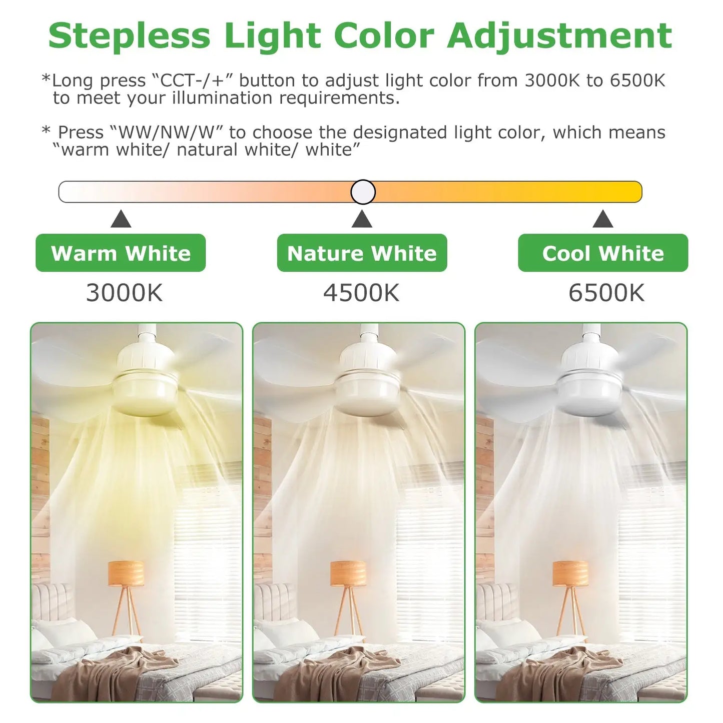 Ceiling Fan with Light LED for Cool Air & Custom Glow - White - Ceiling Fan Light