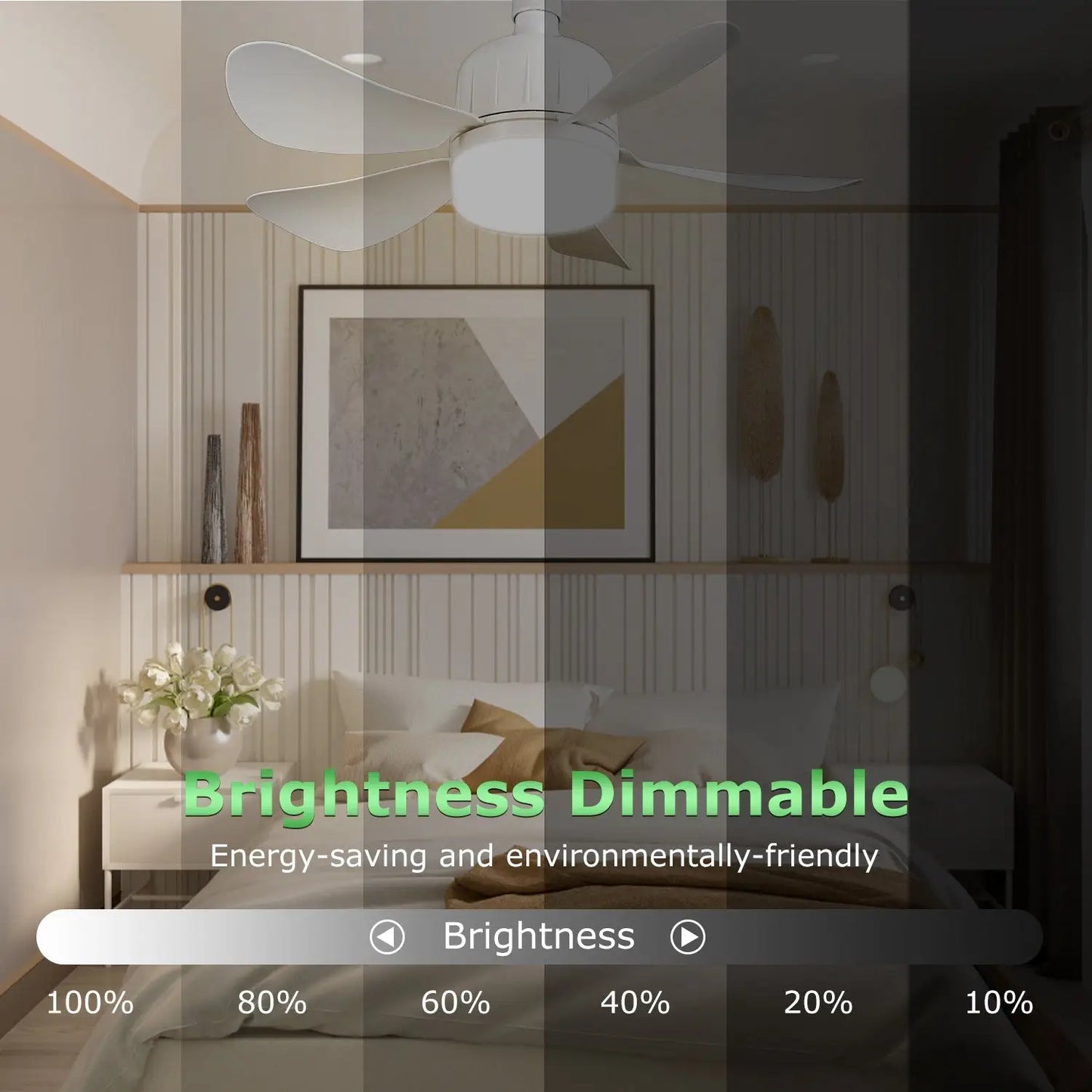 Ceiling Fan with Light LED for Cool Air & Custom Glow - White - Ceiling Fan Light