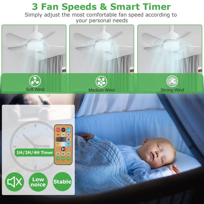 Ceiling Fan with Light LED for Cool Air & Custom Glow - White - Ceiling Fan Light