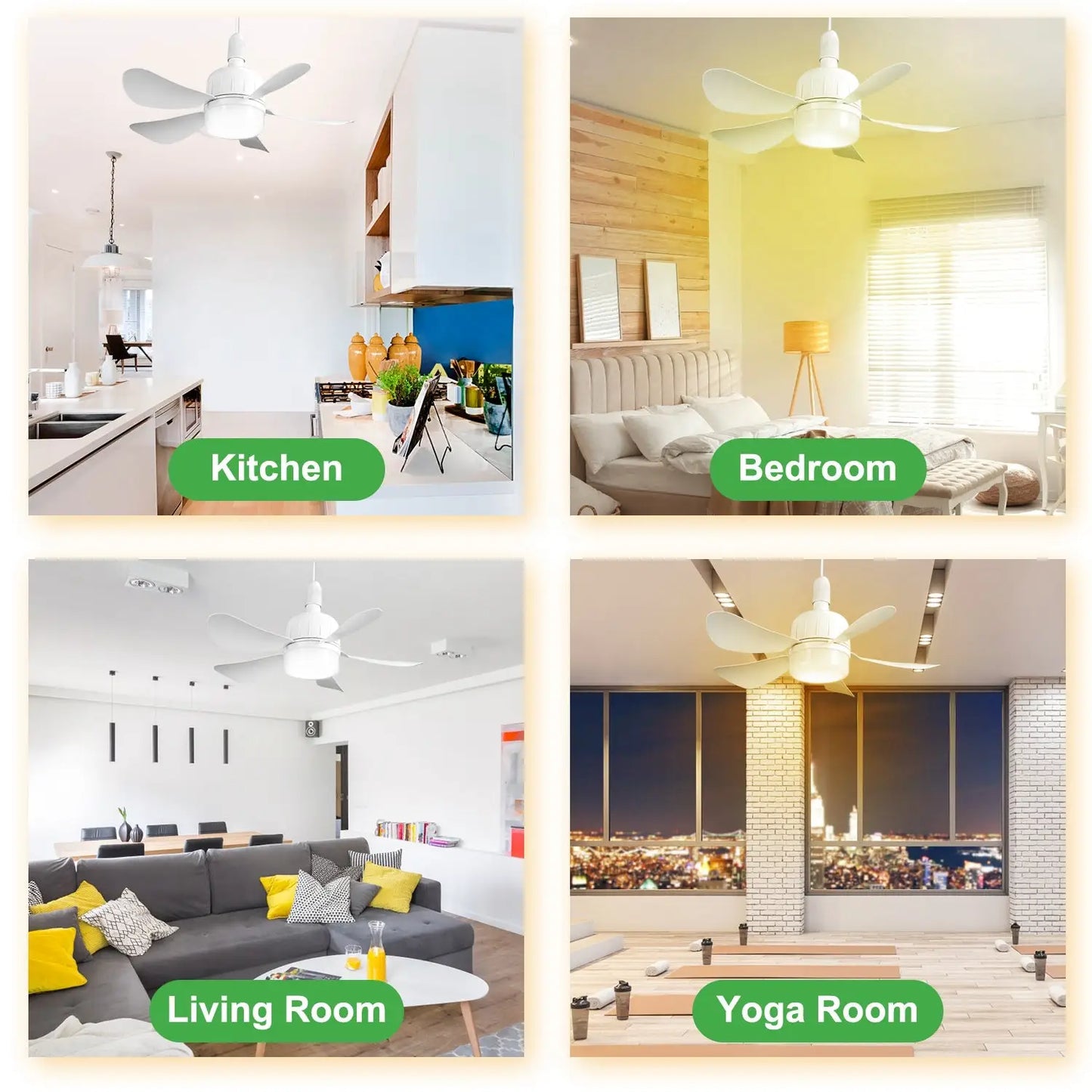 Ceiling Fan with Light LED for Cool Air & Custom Glow - White - Ceiling Fan Light