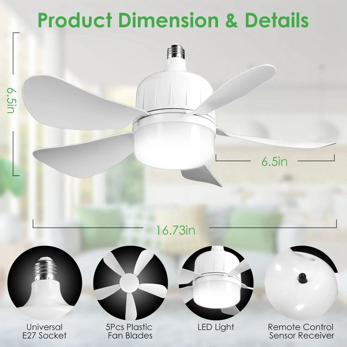 Ceiling Fan with Light LED for Cool Air & Custom Glow - White - Ceiling Fan Light