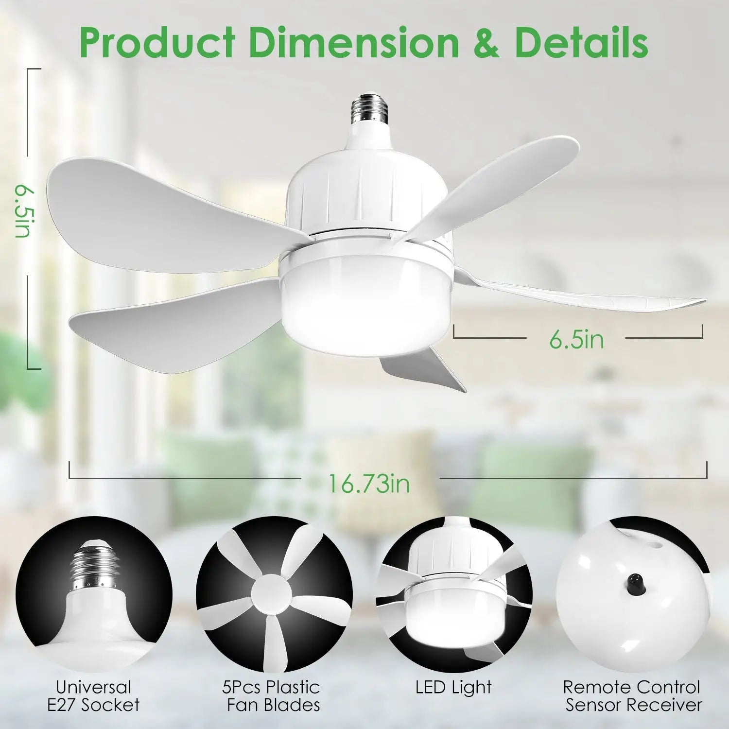Ceiling Fan with Light LED for Cool Air & Custom Glow - White - Ceiling Fan Light