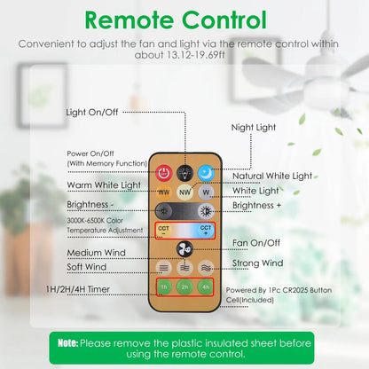 Ceiling Fan with Light LED for Cool Air & Custom Glow - White - Ceiling Fan Light