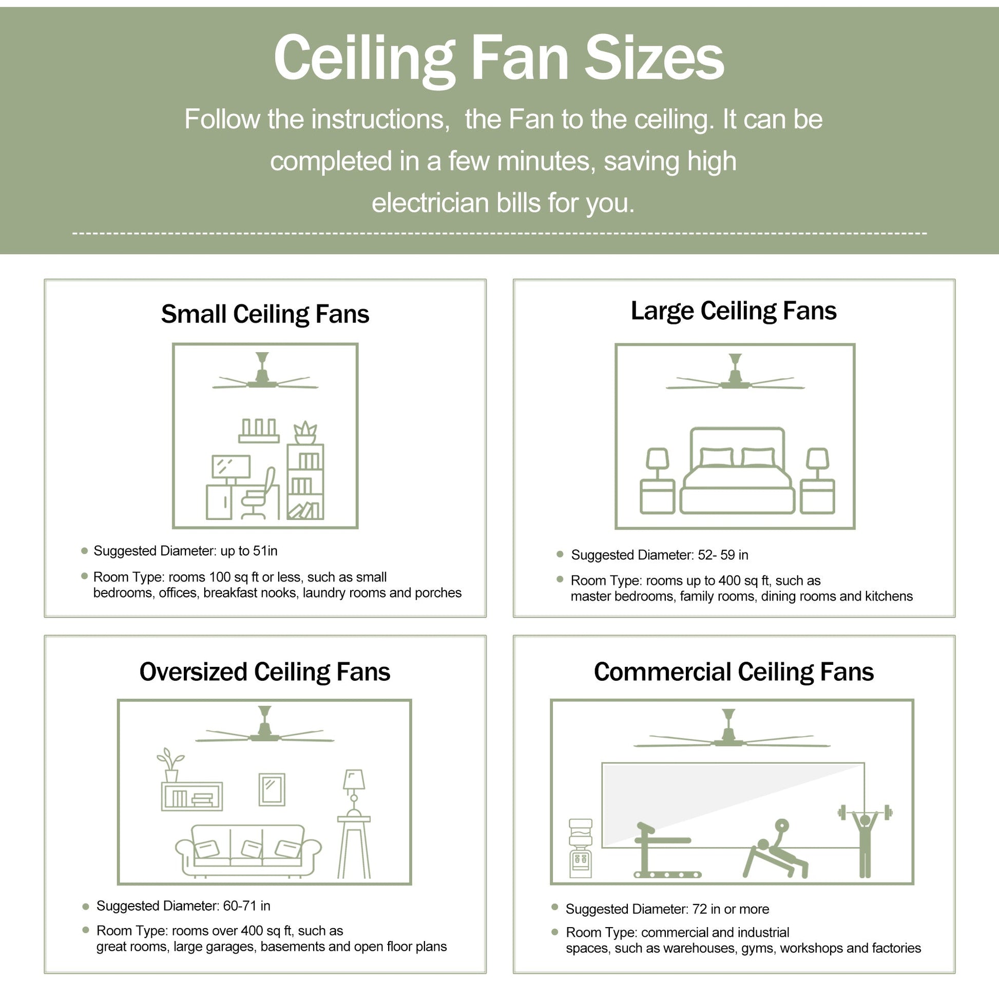 Ceiling Fan With Remote Control No Lights,Modern Reversible DC Motor Indoor 3 Blades Ceiling Fans For Patio Bedroom