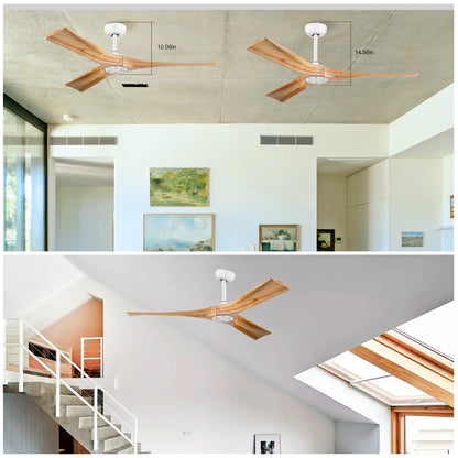 Ceiling Fan With Remote Control No Lights,Modern Reversible DC Motor Indoor 3 Blades Ceiling Fans For Patio Bedroom