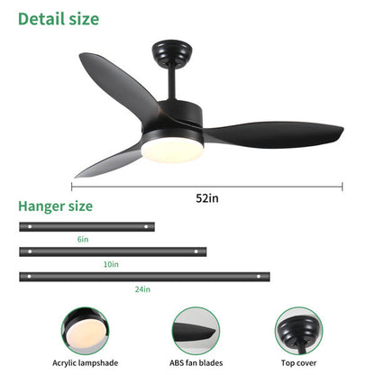 Ceiling Fans Modern with Light Reversible Motor and ABS Blades - Black - Ceiling Fan