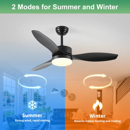 Ceiling Fans Modern with Light Reversible Motor and ABS Blades - Black - Ceiling Fan
