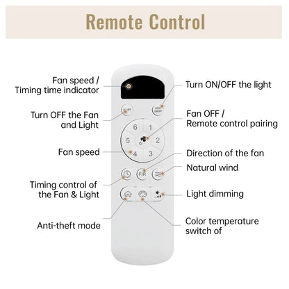 Ceiling Fans with Light with Reversible DC Motor and Adjustable Speed - White - Ceiling Fan