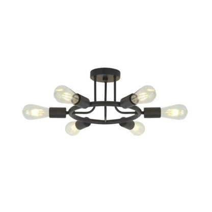 6 Lamps Modern Sputnik Lamp Semi Recessed Chandelier Black Black 12V Hanging Light