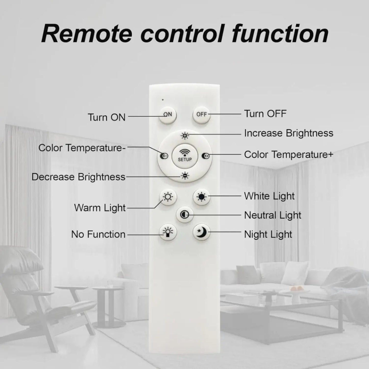 Ceiling Light Mount with 6 Rings Dimmable LED & Remote Control - Chrome Plating - Ceiling Light