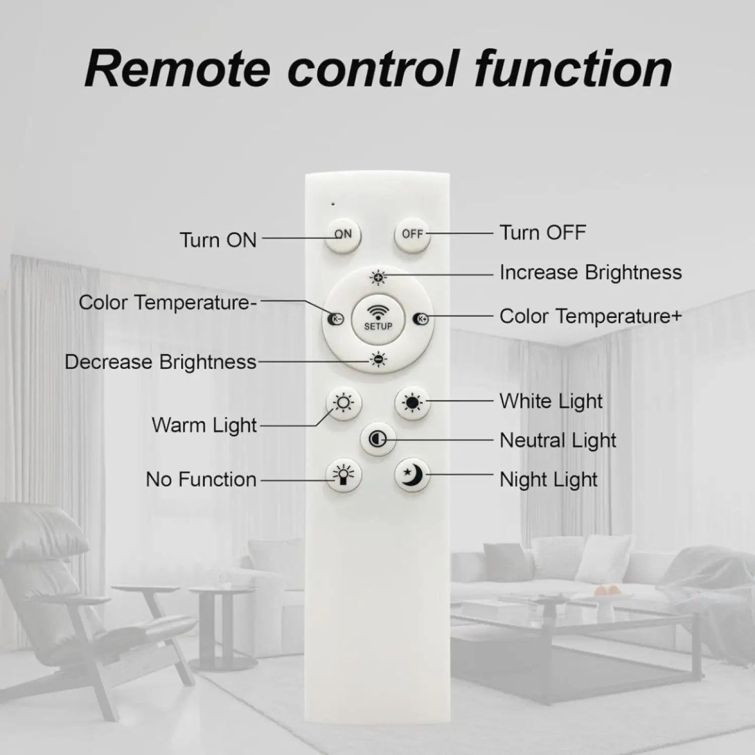 Ceiling Light Mount with 6 Rings Dimmable LED & Remote Control - Chrome Plating - Ceiling Light
