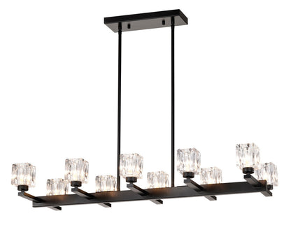 Chandelier Lights for Living Room with Modern Black Crystal & 10 Light Fixture Matte Black 12V Hanging Light