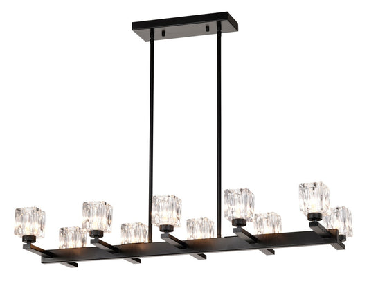 Chandelier Lights for Living Room with Modern Black Crystal & 10 Light Fixture Matte Black 12V Hanging Light