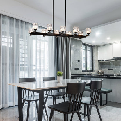Chandelier Lights for Living Room with Modern Black Crystal & 10 Light Fixture Matte Black 12V Hanging Light