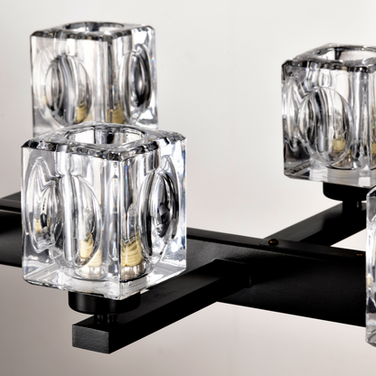 Chandelier Lights for Living Room with Modern Crystal Design & 10 Light Fixture Matte Black 12V Hanging Light