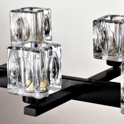 Chandelier Lights for Living Room with Modern Crystal Design & 10 Light Fixture Matte Black 12V Hanging Light