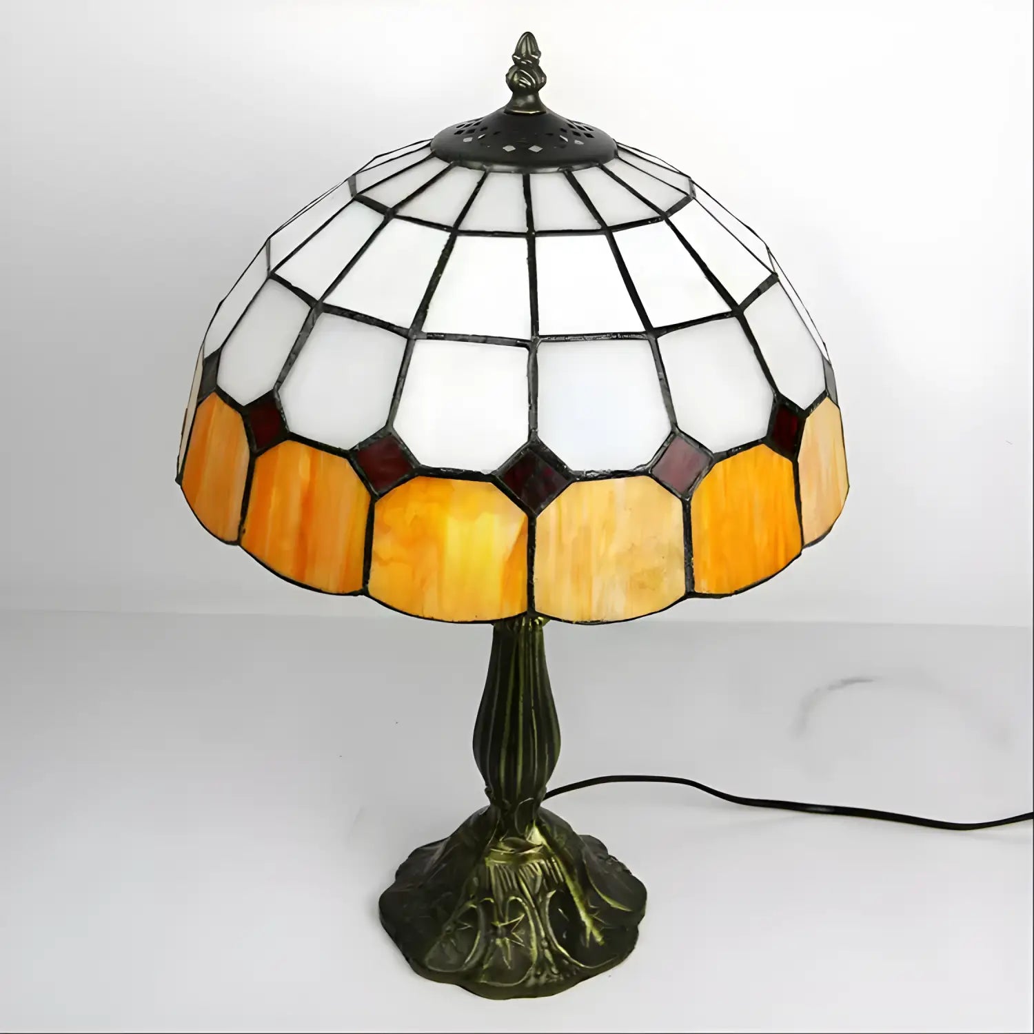 Check Pattern Tiffany Glass Tabletop Lamp - No Bulb - Table Lamp