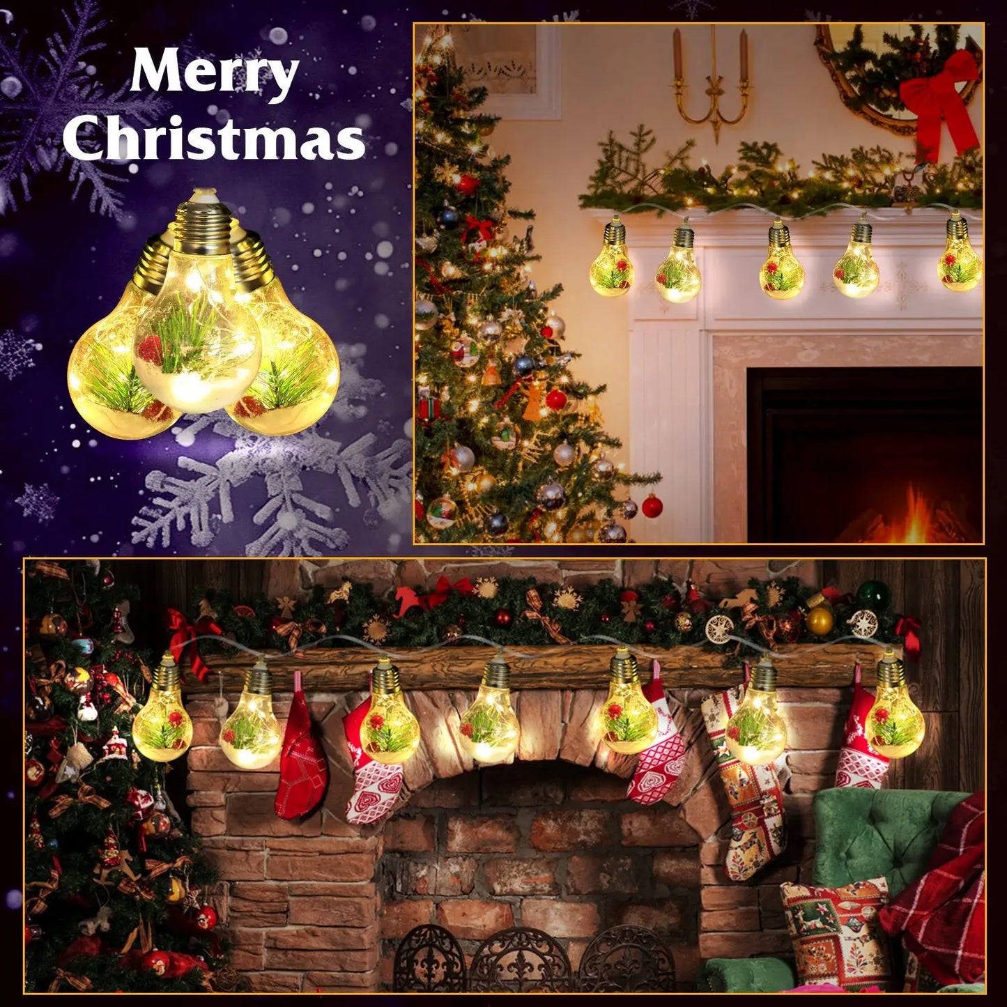 Christmas Globe Lights – Warm String LED Festive Indoor Decor - Warm White - Decorative Lights