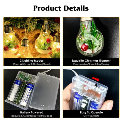 Christmas Globe Lights – Warm String LED Festive Indoor Decor - Warm White - Decorative Lights