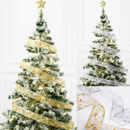 Christmas Ribbon Bow Tie with Fairy Lights for Holiday Decor - 12V Hanging Light
