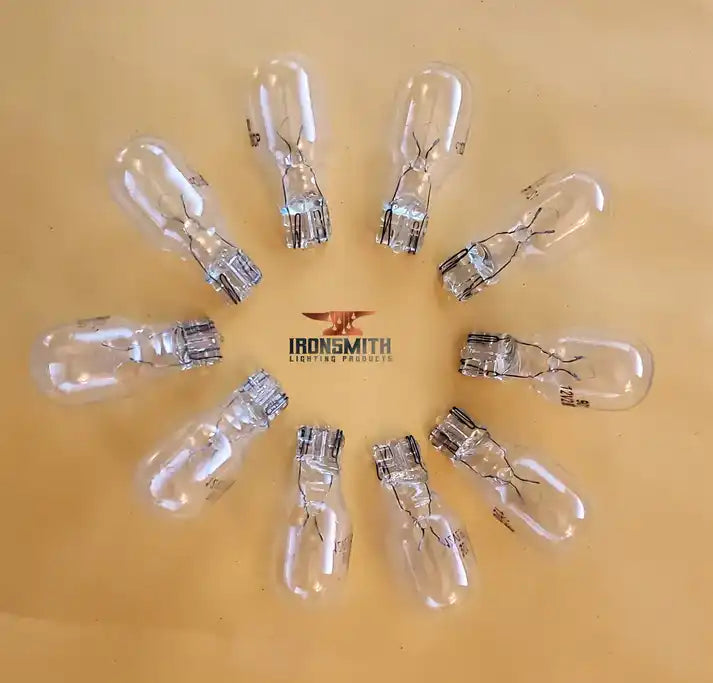 Clear light bulbs arranged in a circular pattern around an Ironsmith logo.