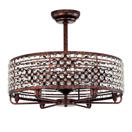 Dia 26.8 Inch Chandelier Ceiling Fan,Crystal Shade Ceiling Fan With Remote Control,3 ABS Blade 4 light No Include Bulb