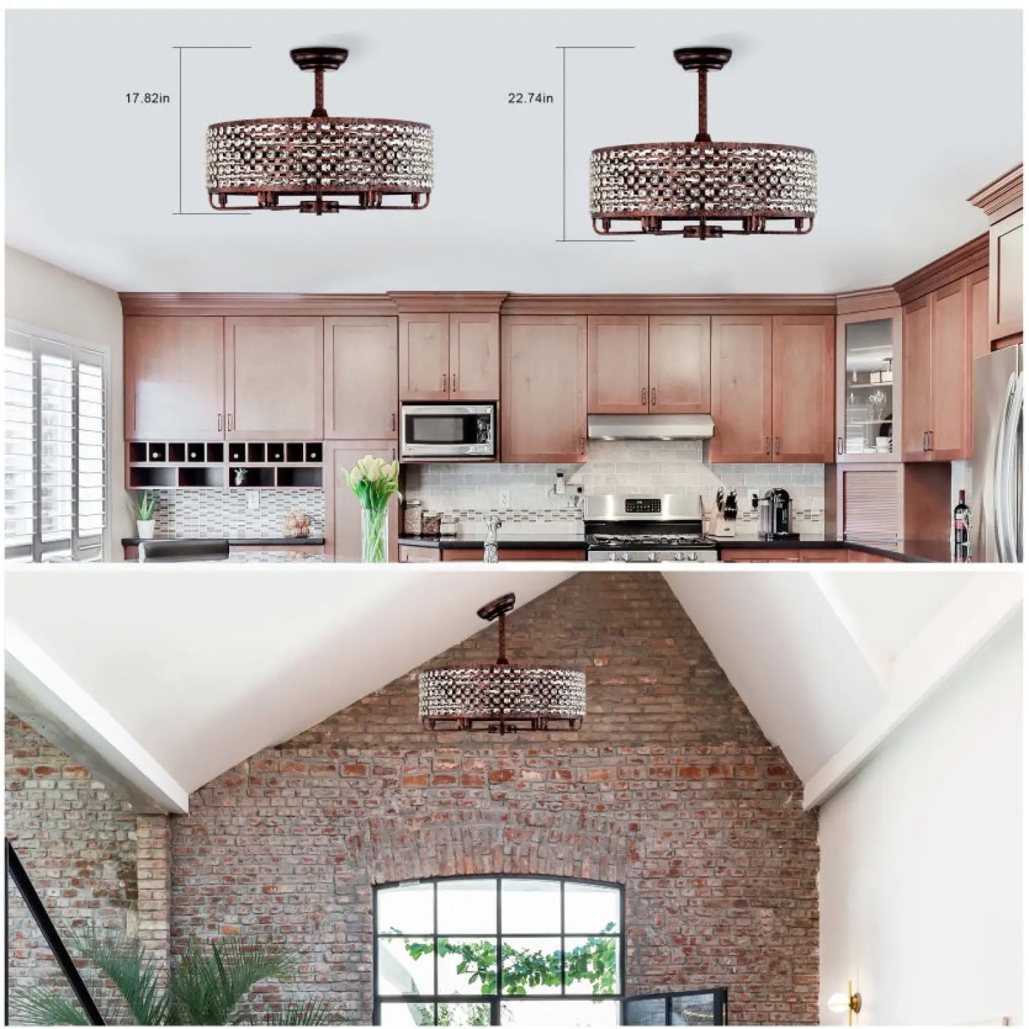 Dia 26.8 Inch Chandelier Ceiling Fan,Crystal Shade Ceiling Fan With Remote Control,3 ABS Blade 4 light No Include Bulb