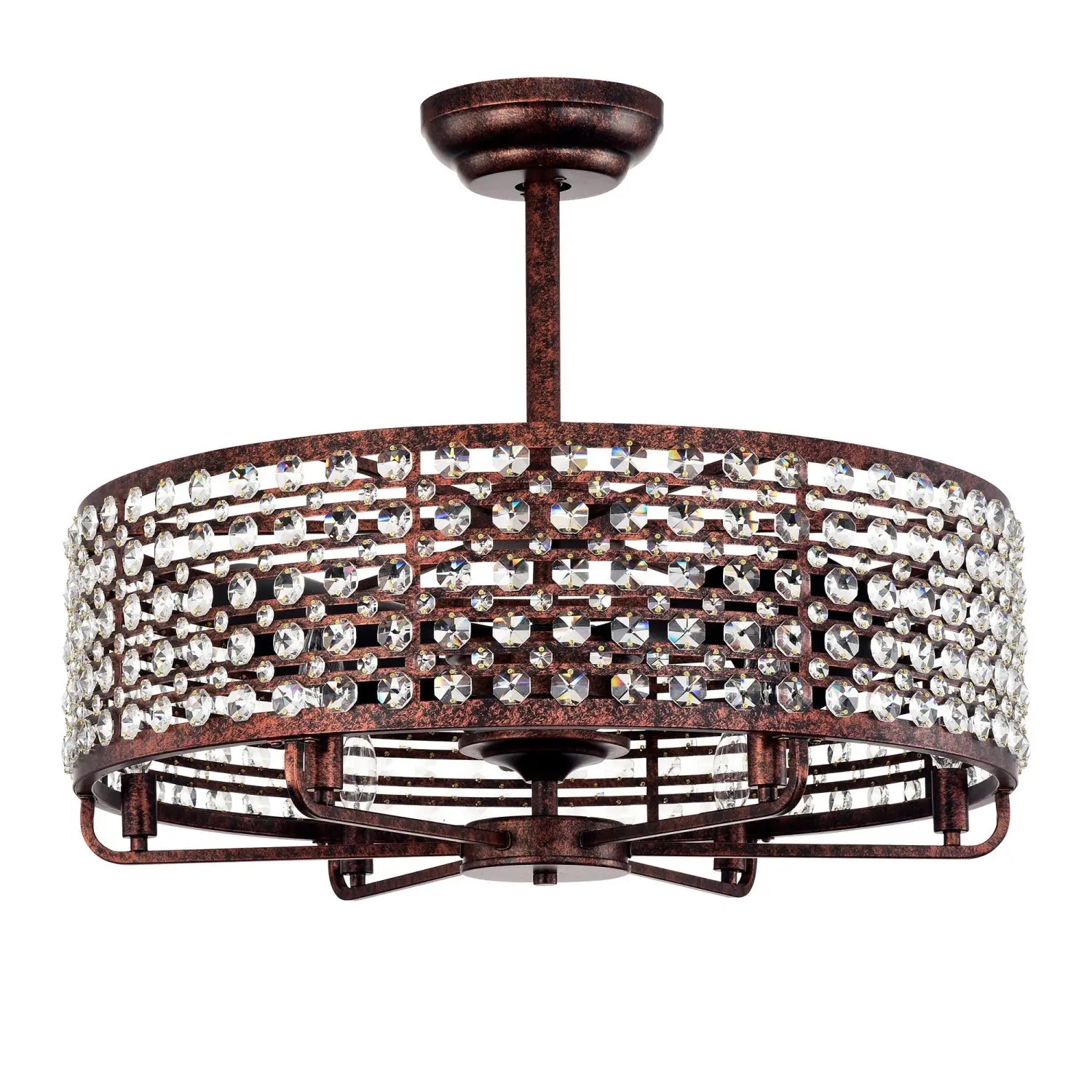 Dia 26.8 Inch Chandelier Ceiling Fan,Crystal Shade Ceiling Fan With Remote Control,3 ABS Blade 4 light No Include Bulb
